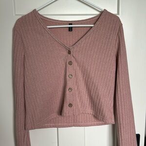 Long sleeve cable knit cardigan top